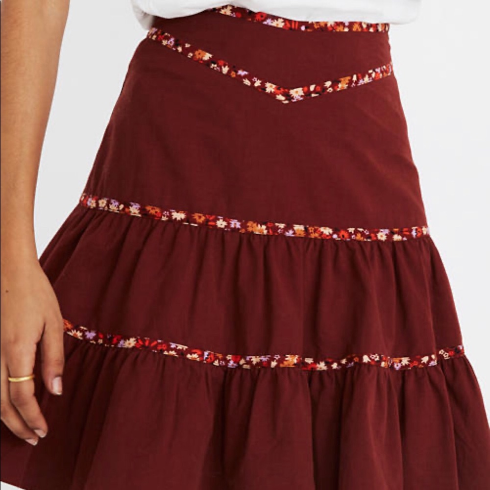 Madewell tiered mini skirt: floral binding